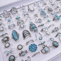inele boho argintii – modele diverse cu turcoaz