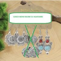 cercei boho vintage – argintiu și turcoaz