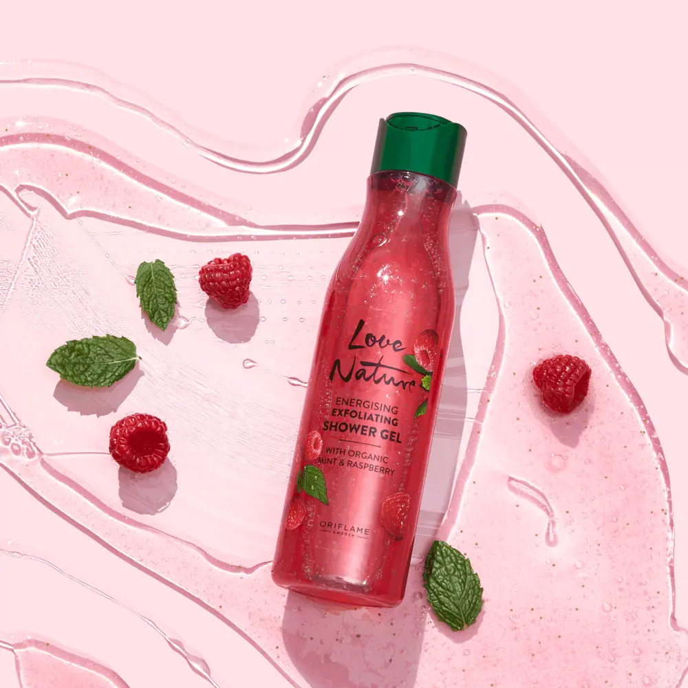 gel de duş exfoliant cu mentă şi zmeură organică love nature gel de duş exfoliant cu mentă şi zmeură organică love nature